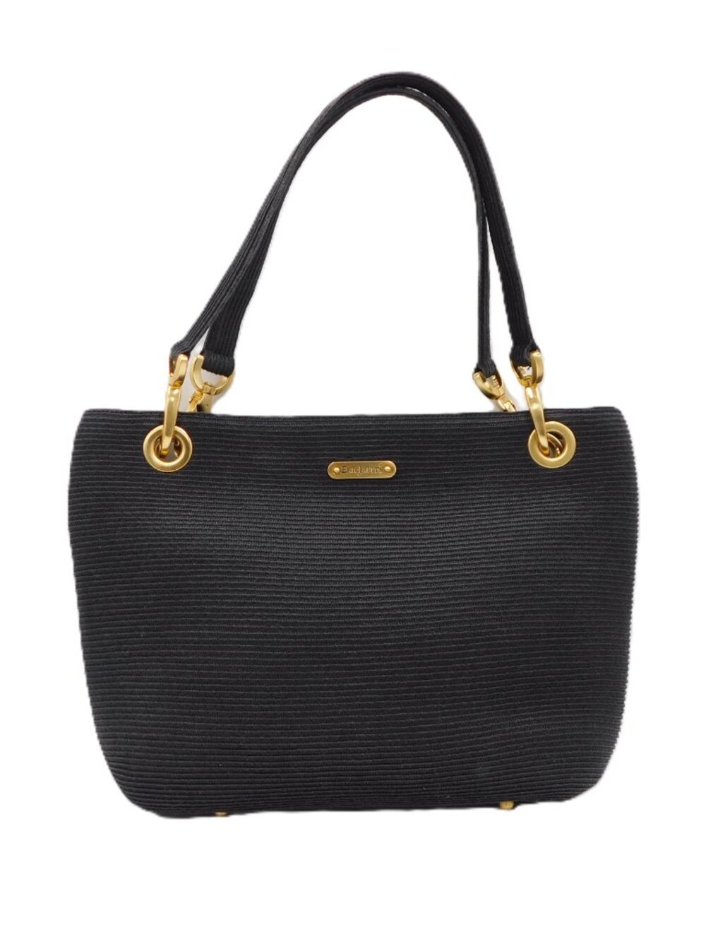 Eric Javits Black Ratan Squishee Woven Rattan Tote Shoulder Bag | EUC